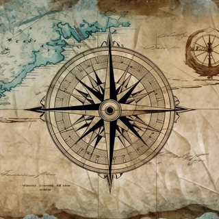 old sea paper compass