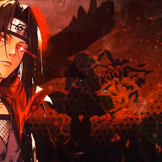 Itachi Uchiha: The Crow Prince – 4K Dark Cinematic Wallpaper. Intense Sharingan glow with gritty red textures, crow silhouettes, and high-impact compositing.
