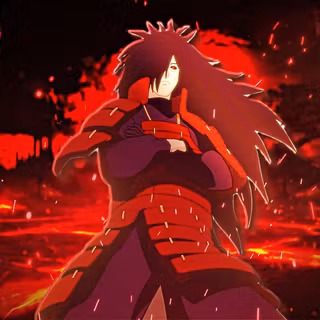 Madara Uchiha: The Ghost of the Uchiha – 4K Cinematic Wallpaper. High-impact red aesthetic featuring the Infinite Tsukuyomi moon, embers, and aggressive compositing.