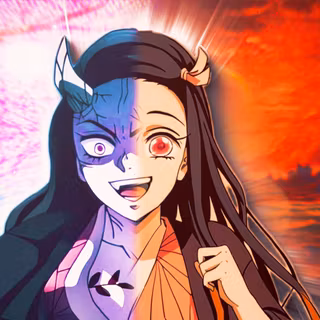 Nezuko Kamado: The Two Sides of a Demon – 4K Stylized Wallpaper. Creative split-screen compositing featuring Nezuko's cute form vs her Awakened Berserk state with high-impact color grading.