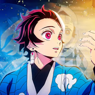 Tanjiro Kamado: Memories & Legacy – 4K Cinematic Wallpaper. High-detail compositing featuring family ghost overlays with a striking blue and gold lighting contrast.