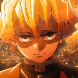 Zenitsu Agatsuma: Cosmic Thunder – 4K Cinematic Masterpiece. High-end celestial compositing featuring a golden galaxy nebula, planet silhouettes, and intense golden lighting.