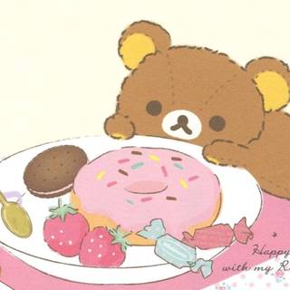 cute bear with big plate of food/ cute aesthetic