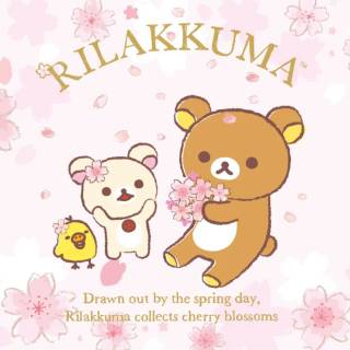Cute rilakkuma with flowers and friends aesthetic!