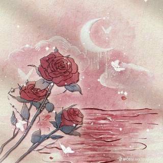 cute aesthetic flowers with cloud 