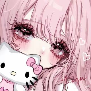 PFP cute aesthetic girl with hello kitty!