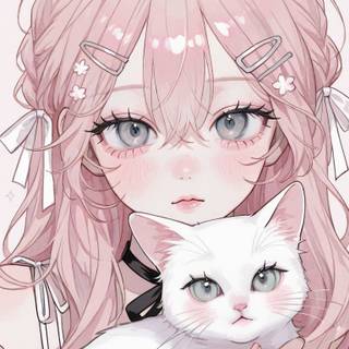 cute girl holding cat aesthetic
