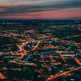 Bird's Eye View Of City During Dawn