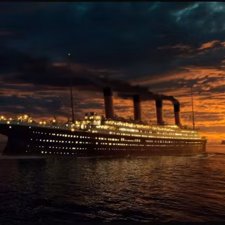 RMS Titanic sailing into the Sunset