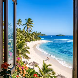 Window view of a Tropical Beach