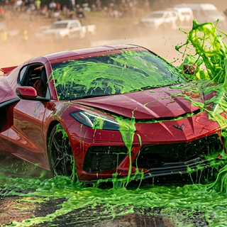 Corvette crashing into slime