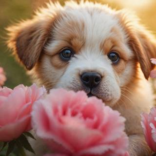 cute dog with a rose