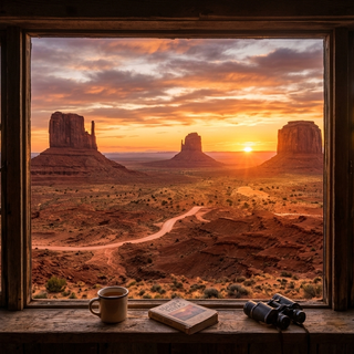 Window View of Monument Valley at Sunset