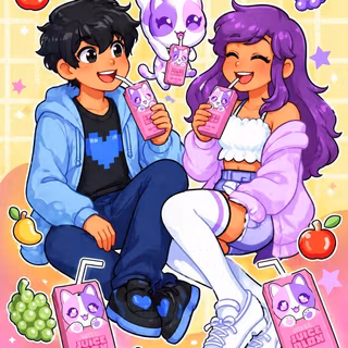 Ramiro And Aphmau Are Happy Having Fun Drinking Juice Blox