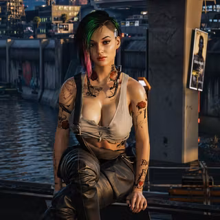 Cyberpunk 2077 Girl Posing - WALLPAPER HD ENHANCED