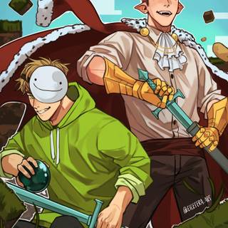 Dream and technoblade playing Minecraft wallpaper