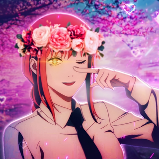 Aesthetic Makima Neon Floral 4k Wallpaper - Chainsaw Man 