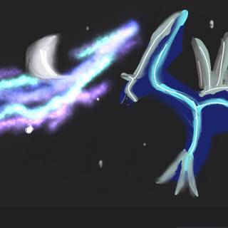 Dialga ( starry night with nebula and crescent moon )