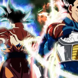 Goku  Ui  and Vegeta Ui wallpaper 3K  in the top