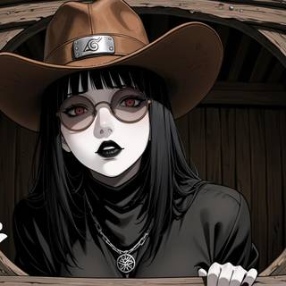 Gothic Naruto CowGirl Hinata | Full Pack of 190+ Wallpapers on Gumroad | Link in bio