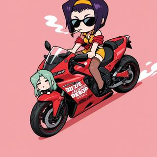 Chibi faye valentine | cowboy bebop | Phone Wallpaper | Follow link in bio for full pack