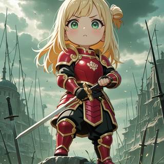 Chibi Anime Warrior Girl | Phone Wallpaper | Follow link in bio for full pack
