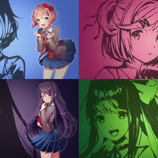 ddlc doki doki literature club natsuki sayori Monika and yuri