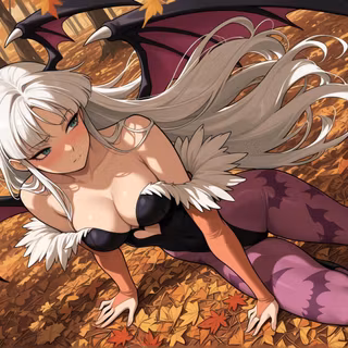 White Haired Succubus | Autumn | Desktop Wallpaper | Full HD & 4K Pack link in bio
