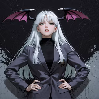 White Haired Succubus | Formal | Desktop Wallpaper | Full HD & 4K Pack link in bio