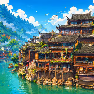 Japan Settings Fishing Village - WALLPAPER HD