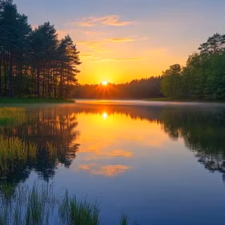 sunset over lake wallpaper
