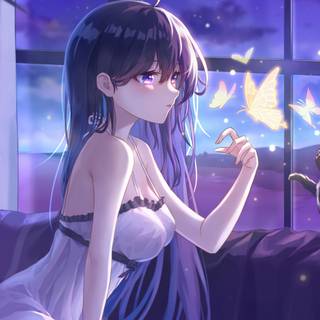 Black and white anime Girl 4k wallpaper