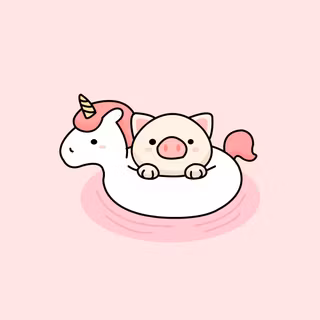 cute pig on unicorn floaty