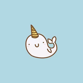 Kawaii Narwhal on blue surface