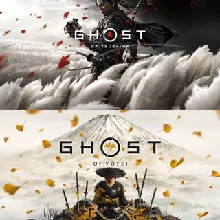 Ghost of Yotei  and  Ghost of TSUSHIMR PS5 Game wallpaper