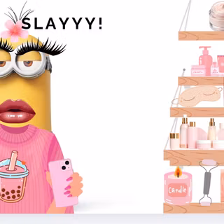 funny sassy minion with skin care