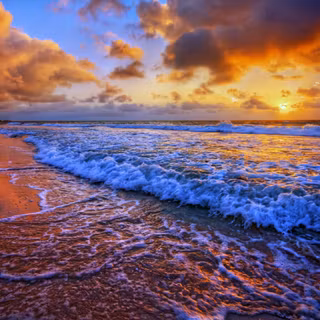 sunset ocean beach front