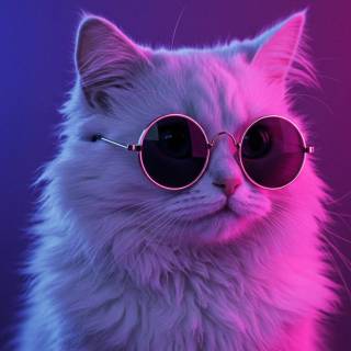 8k Neon cat wallpaper 