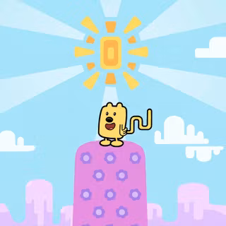 Wubbzy Observing from a Mountain with Flowers | Wow! Wow! Wubbzy! (Wallpaper)