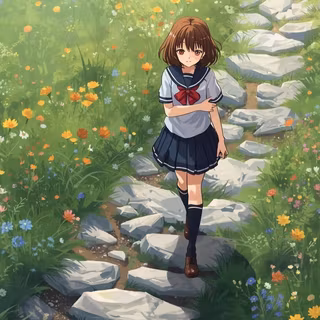 Walk through a field on a sunny day 