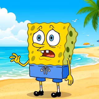 SpongeBob at the beach | Desktop Wallpaper
