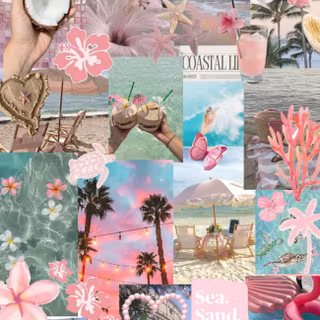 teal and pink beach summer wallpaper 