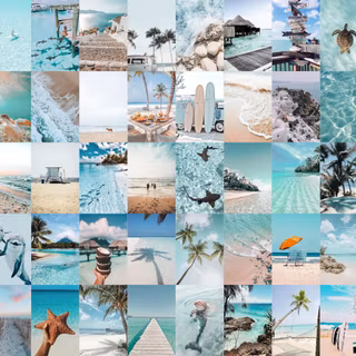  collage teal summer beach wallpaper 