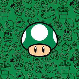 1Up Mushroom | Super Mario Bros (Desktop Wallpaper) 2K