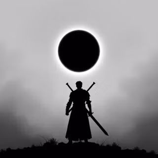 Dark Silhouette Of A Lone Warrior
