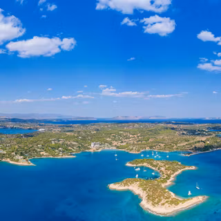 Aerial Panoramic View of Peloponnese Peninsula Greece