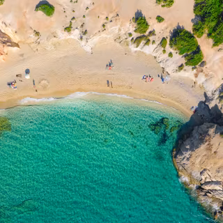 Aerial View of Hawaii Beach, Naxos Island, Greece