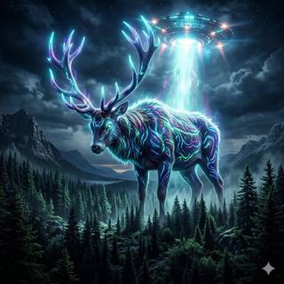 Deer gets hit by a Growth Ray from a UFO