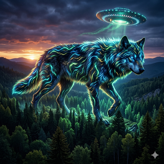 Wolf gets hit by a Growth Ray from a UFO