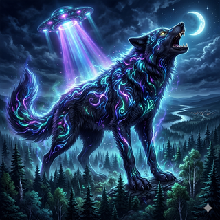 Black Wolf gets hit by a Growth Ray from a UFO